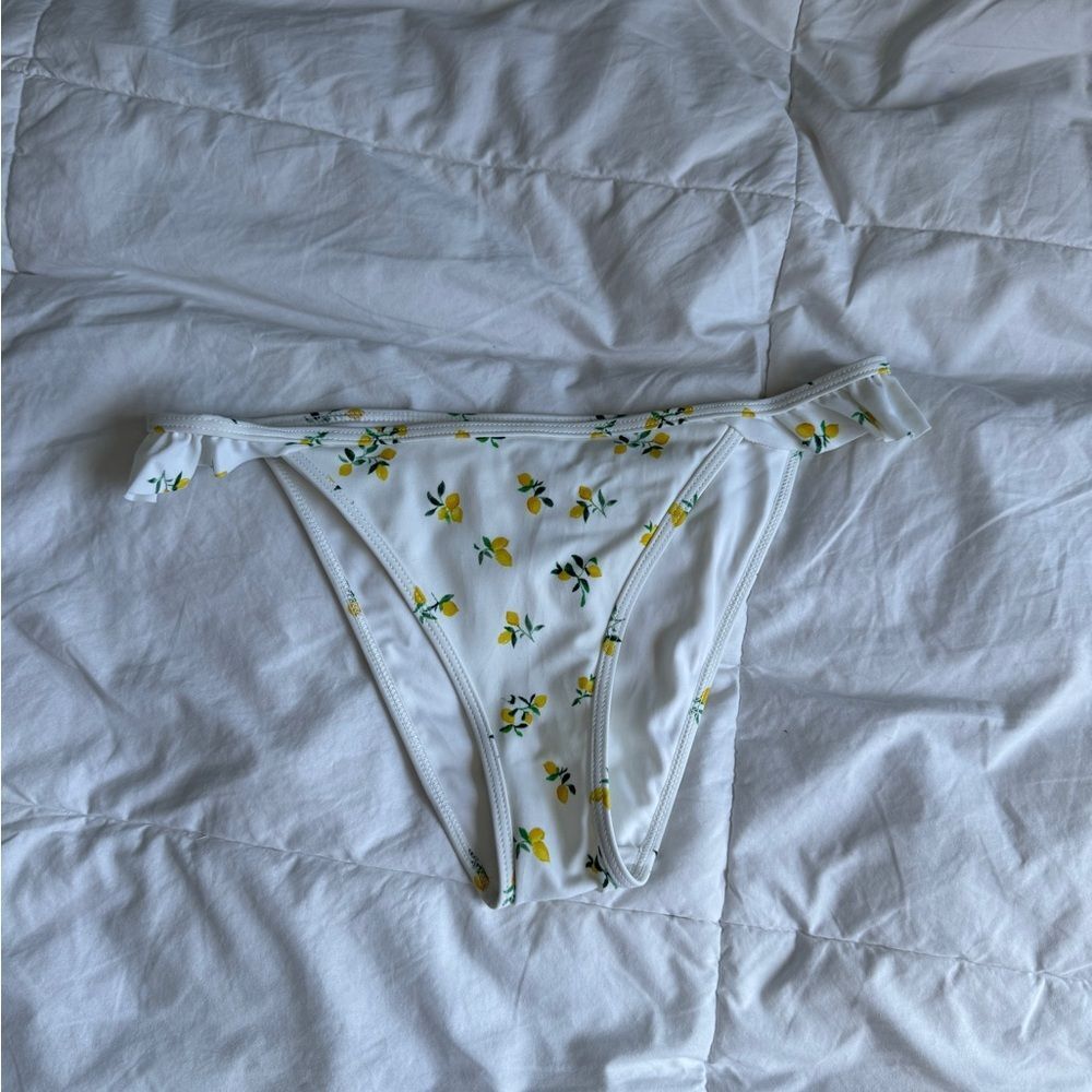 Lottie Moss Lemon Print Bikini Bottom XS White Yellow Floral Swim